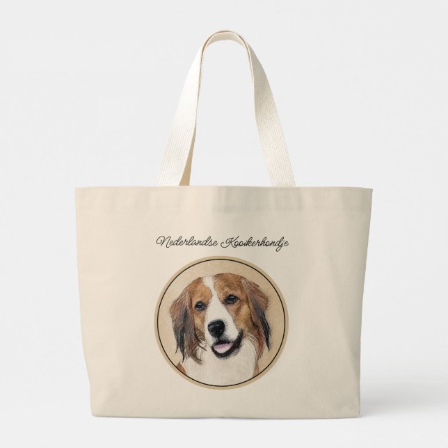 Bolso De Tela Gigante Nederlandse Kooikerhondje Pintura de arte de perro (Reverso)