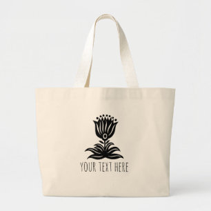 Bolso De Tela Gigante Negrita Floral Tulip Lily Personalizado Groceries