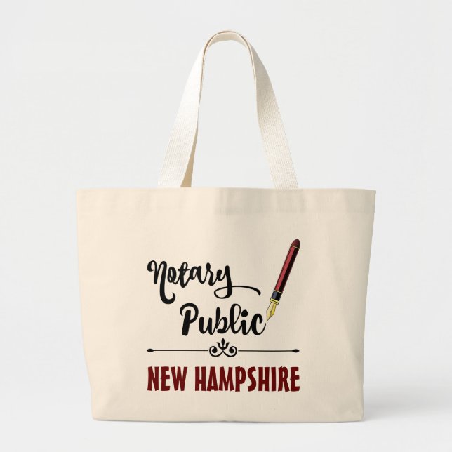 Bolso De Tela Gigante New Hampshire Notary Public Ink Pen (Frente)