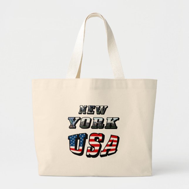 Bolso De Tela Gigante New York Picture and USA Text (Frente)