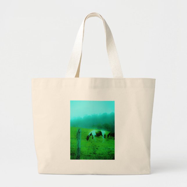 Bolso De Tela Gigante Niebla verde azulada Reto pintado pony Caballo (Frente)