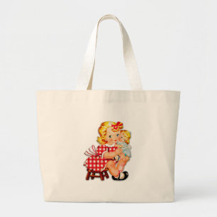Bolso De Tela Gigante Niña retro vintage muñeca niña