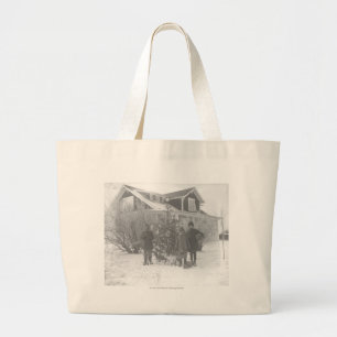 Bolso De Tela Gigante Niños afuera con el árbol de navidad