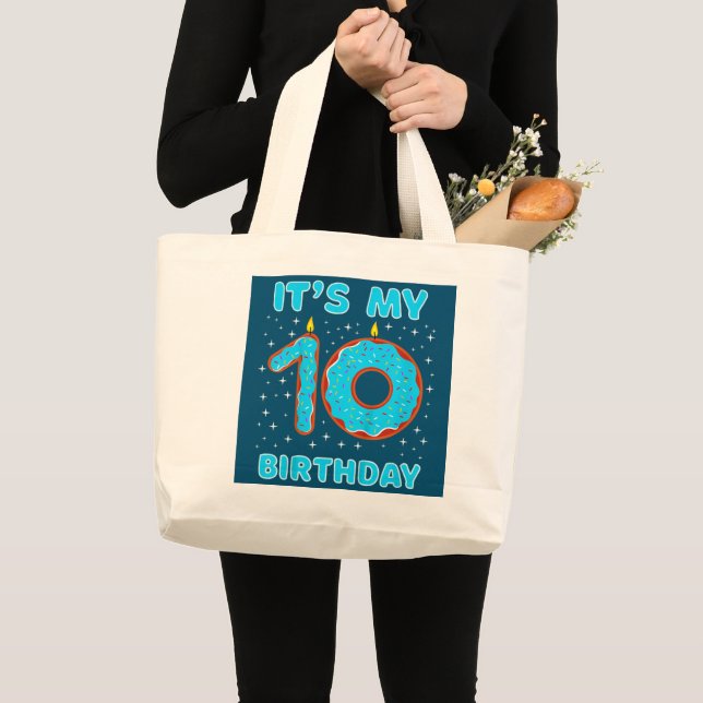 Bolso De Tela Gigante Niños Cumpleaños Chica de 10 años (Anverso (producto))