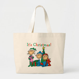Bolso De Tela Gigante Niños de la figura del palo Son camisetas y regalo