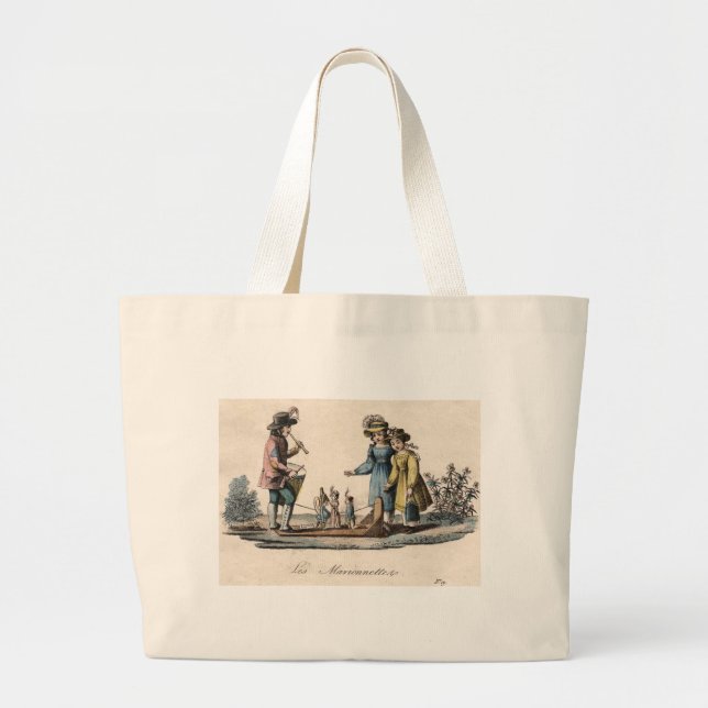 Bolso De Tela Gigante Niños de marionetas antiguas muestran danza (Frente)