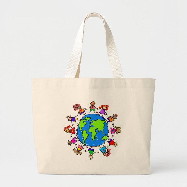 Bolso De Tela Gigante Niños del mundo (Frente)