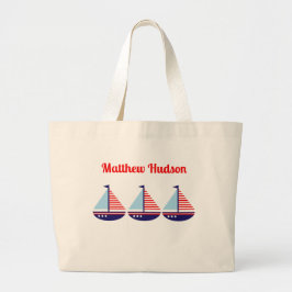 Bolso De Tela Gigante Niños personalizados en velero náutico