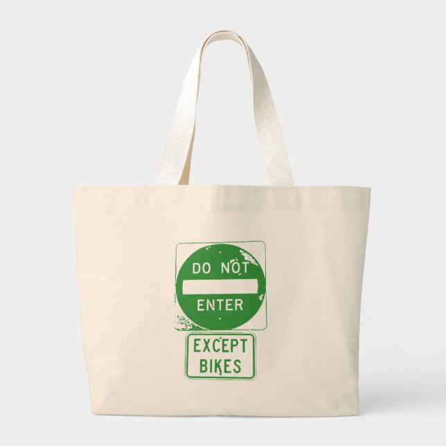 Bolso De Tela Gigante No entrar excepto bicicletas (Frente)