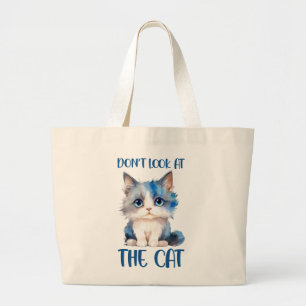 Bolso De Tela Gigante No mires al gato - Adorable gatito azul