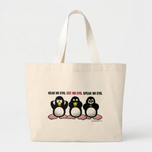 Bolso De Tela Gigante No oir a los pingüinos malvados