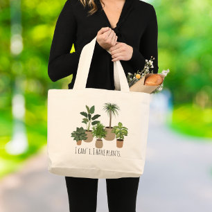 Bolso De Tela Gigante No puedo, tengo plantas divertidas