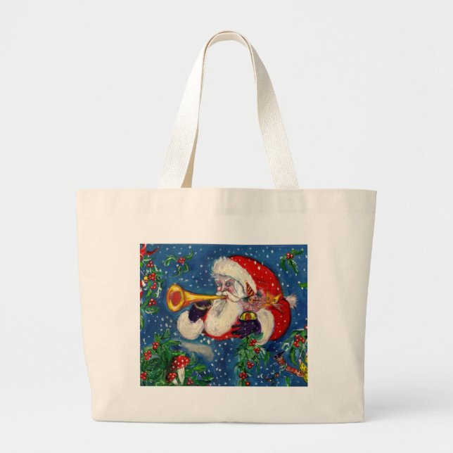 Bolso De Tela Gigante Noche de Navidades musicales SANTA CLAUS BUGLER (Frente)