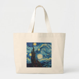Bolso De Tela Gigante Noche estrellada de Van Gogh Vintage Azul Obra Mae