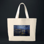 Bolso De Tela Gigante Noche Van Gogh Starry Sobre Rhone<br><div class="desc">Paisaje de Vincent Van Gogh y la serie de pintura del paisaje marino - Noche azul estrellada sobre el Ródano</div>