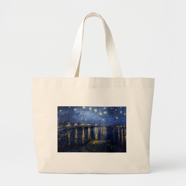 Bolso De Tela Gigante Noche Van Gogh Starry Sobre Rhone (Frente)