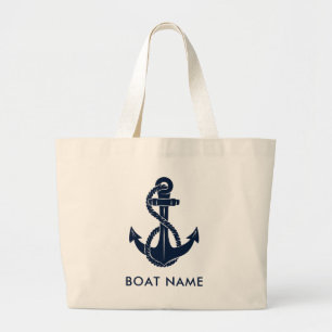 Bolso De Tela Gigante Nombre de barco ancla azul marino Náutico