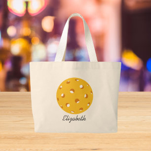 Bolso De Tela Gigante Nombre de Jugador de Pickleball Chic Dorado Person