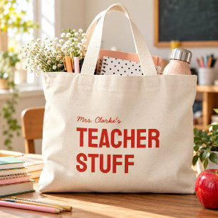Bolso De Tela Gigante Nombre de maestro personalizado Minimalista Lindo