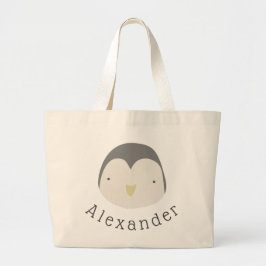 Bolso De Tela Gigante Nombre de personalizable Pingüino Cute