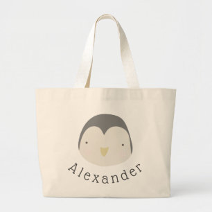 Bolso De Tela Gigante Nombre de personalizable Pingüino Cute