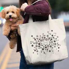 Bolso De Tela Gigante Nombre del personalizable Patrón floral blanco y n