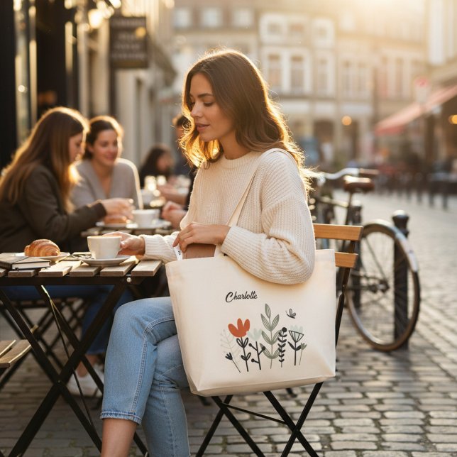 Bolso De Tela Gigante Nombre floral floral moderno y caprichoso (Subido por el creador)