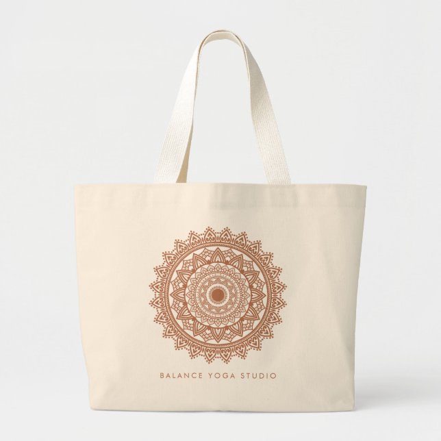 Bolso De Tela Gigante Nombre personalizado de Boho Terracotta Mandala (Frente)