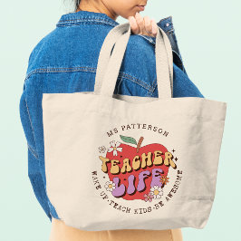 Bolso De Tela Gigante Nombre personalizado de la escuela de aprendizaje 