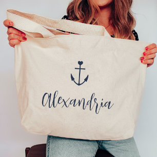 Bolso De Tela Gigante Nombre Personalizado del Ancla Cardíaca Bacheloret