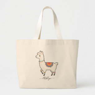 Bolso De Tela Gigante Nombre Personalizado Llama Lluvia de Colores Adora