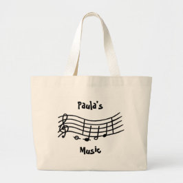 Bolso De Tela Gigante Nombre personalizado, notas musicales escala ondul