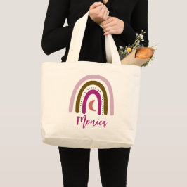 Bolso De Tela Gigante Nombre personalizado Rainbow elegante