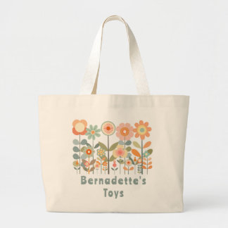 Bolso De Tela Gigante Nombre personalizado Retro Vintage Floral Flora si