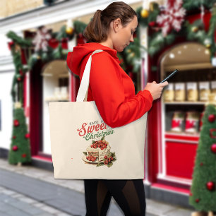 Bolso De Tela Gigante Nombre personalizado vintage Christmas Sweet Cake