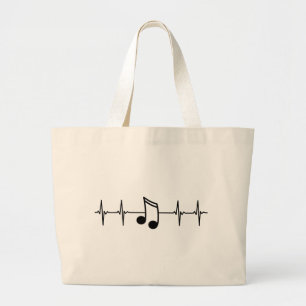 Bolso De Tela Gigante Nota de música latido de EKG