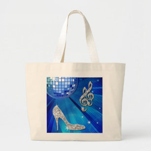 Bolso De Tela Gigante Nota musical azul brillante/plata y tacón de aguja