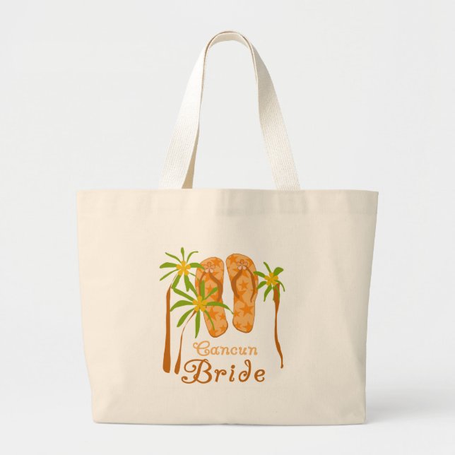 Bolso De Tela Gigante Novia de Cancun de los flips-flopes (Frente)