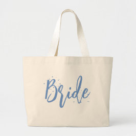 Bolso De Tela Gigante Novia Lindo Divertido Script Caligrafía Simple Azu