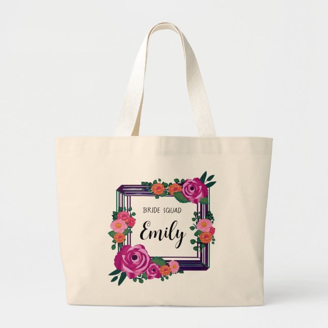 Bolso De Tela Gigante Noviembre Regalo Marco Floral Tote Bag (Frente)