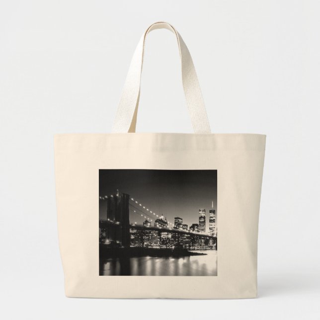 Bolso De Tela Gigante Nueva York en blanco y negro (Frente)