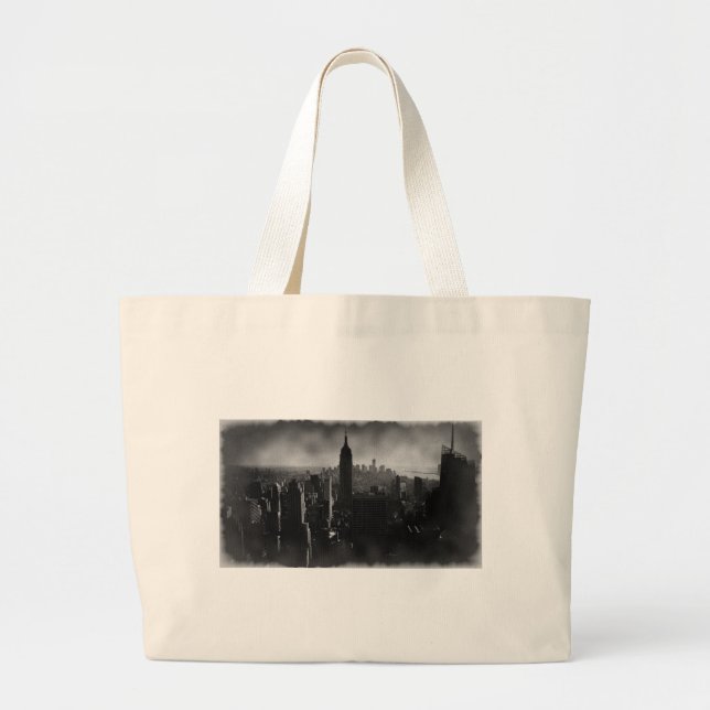 Bolso De Tela Gigante Nueva York en blanco y negro (Frente)