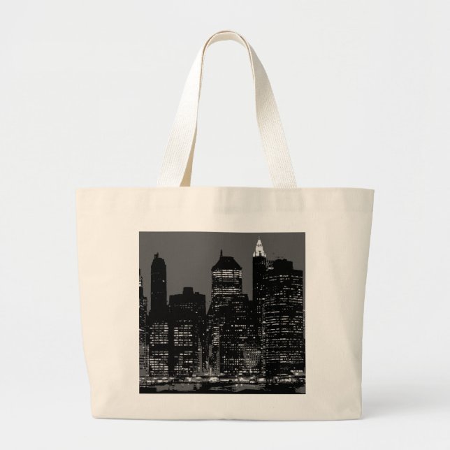 Bolso De Tela Gigante Nueva York en blanco y negro (Frente)