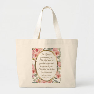 Bolso De Tela Gigante Números 6:24-26 El Señor Te Bendice Floral Rosa