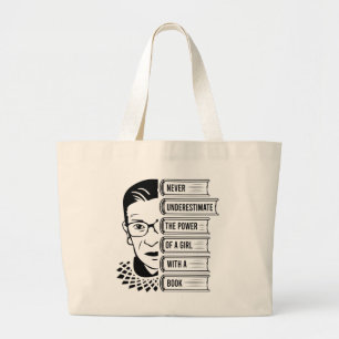 Bolso De Tela Gigante Nunca subestimes el poder del Chica con el libro