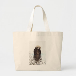 Bolso De Tela Gigante Nutria sonriente adorable en el lago