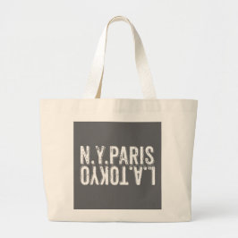 Bolso De Tela Gigante NY París Tokio LA en Fuente Destrozada