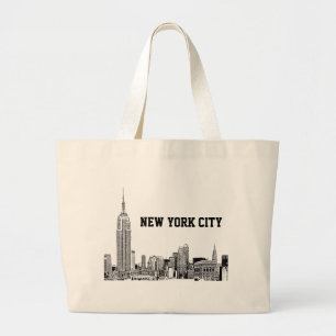 Bolso De Tela Gigante NYC Skyline Etched 01