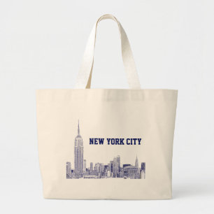 Bolso De Tela Gigante NYC Skyline Etched 01 Blue