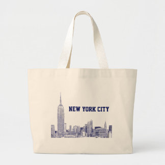 Bolso De Tela Gigante NYC Skyline Etched 01 Blue